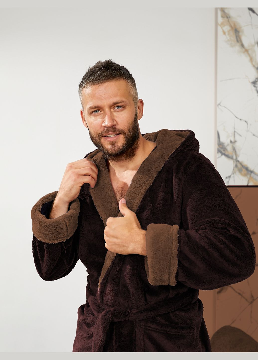 Мужской махровый халат с поясом и капюшоном Slazer Tailer (302906670)