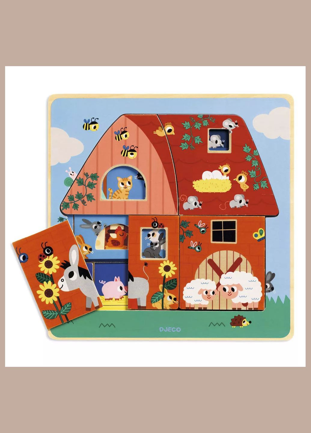 Тришаровий дерев'яний пазл "Ферма" DJ01482 Djeco (333253208)