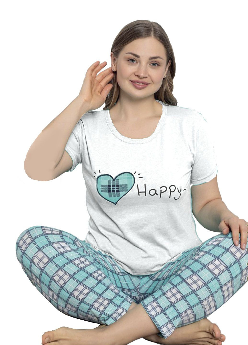 Белая пижама хлопок футболка + брюки Ruyam