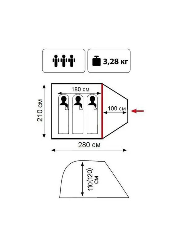 Палатка трехместная Fly 3 однослойная Olive (UTLT-003-olive) Tramp Lite (322206204)