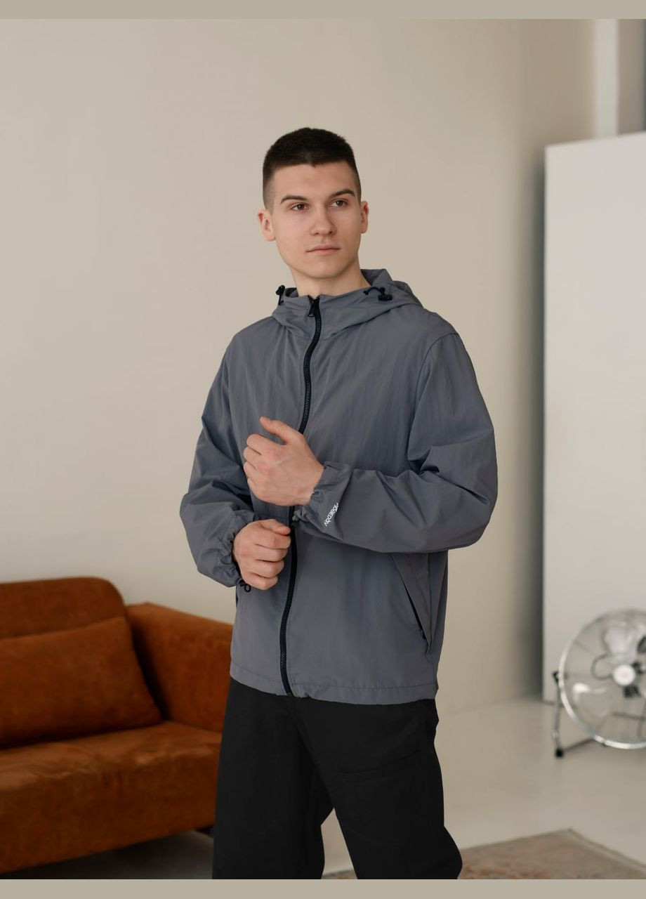 Темно-серая демисезонная ветровка No Brand