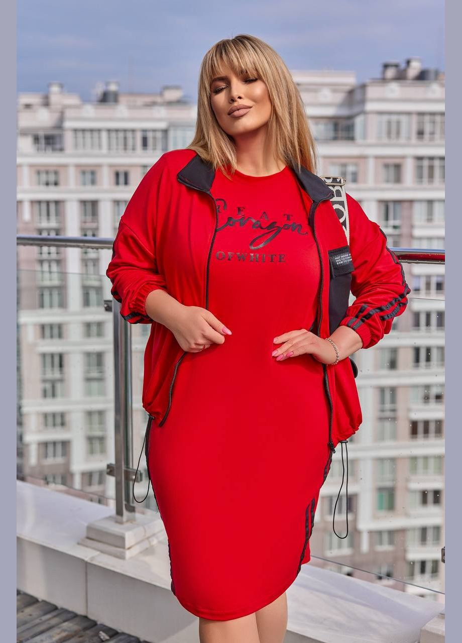 Жіночий костюм двійка сукня та кофта колір червоний р.46/48 453740 New Trend (286330225)