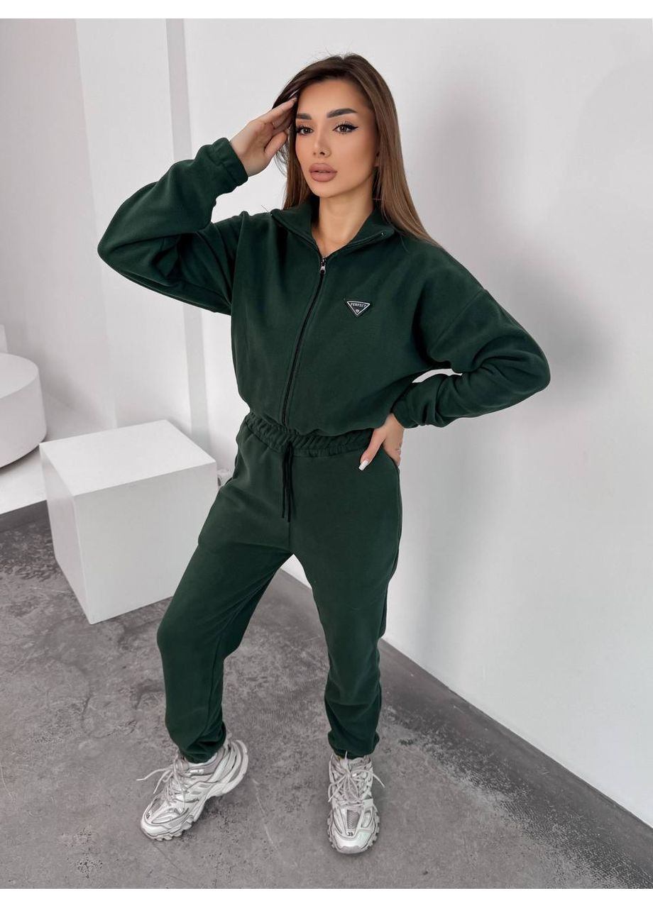 Женский теплый комбинезон из флиса зеленого цвета 35890 Fashion (368153116)