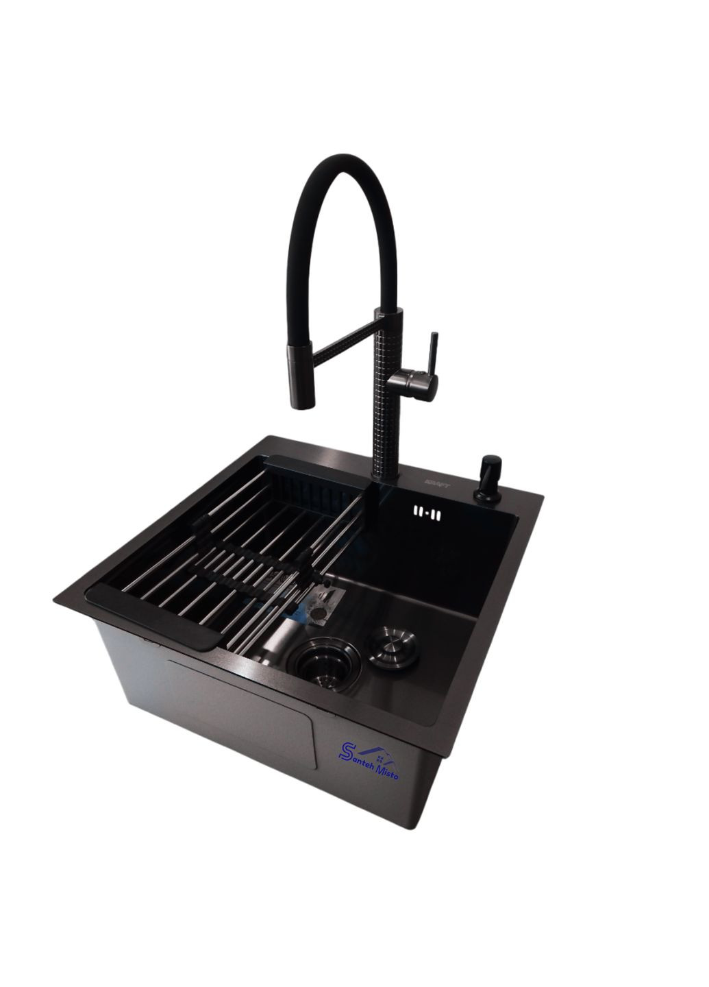 Кухонна мийка 4-в-1 (комплект) Handmade PVD чорна HS 5448 (3.0/1.0 мм) Kraft (347324541)