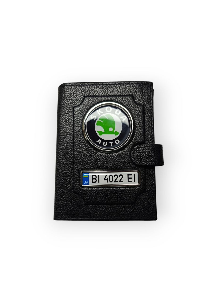 Портмоне для автодокументов, натуральная кожа черная Skoda (330615698)