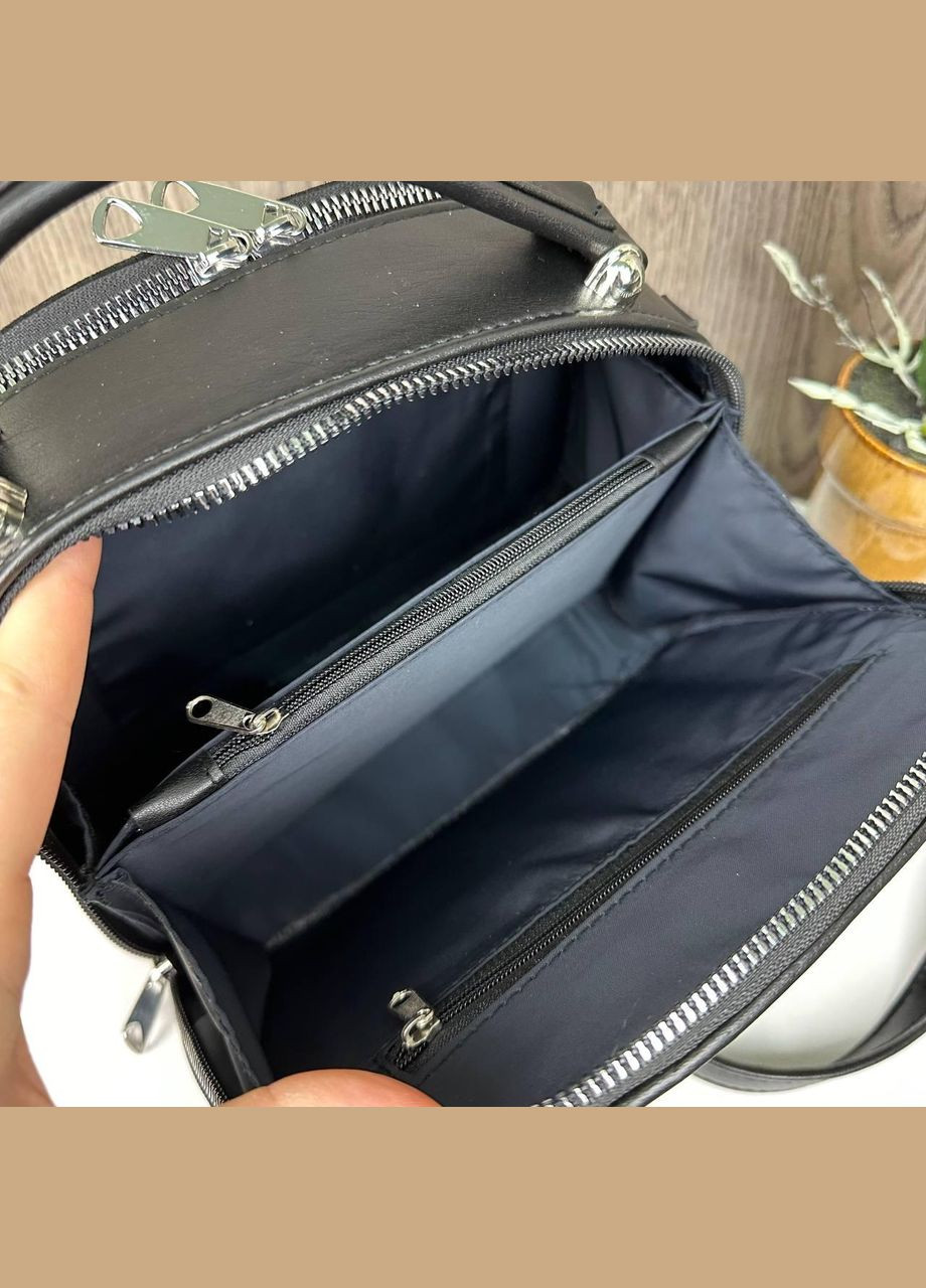 Жіноча замшева сумка клатч на плече з двома блискавками натуральна чорна замша (sku_1437) No Brand (330576635)