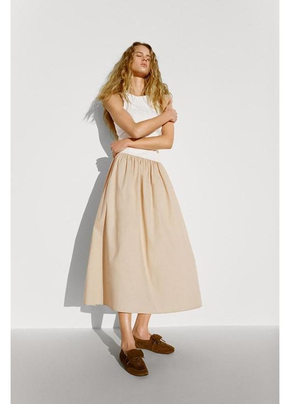 Белое комбинированное платье Zara