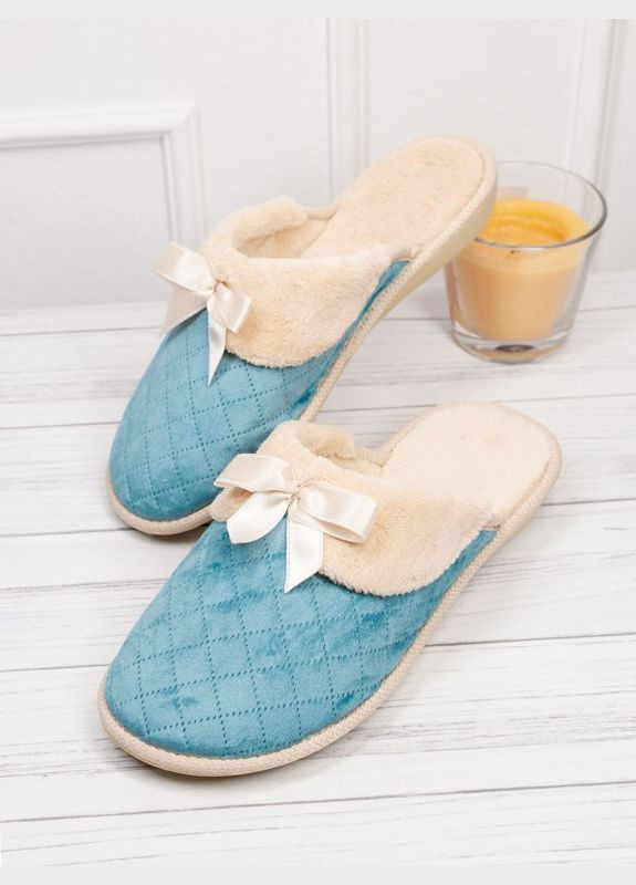 Голубые голубые тапочки с искусственным мехом Magnet