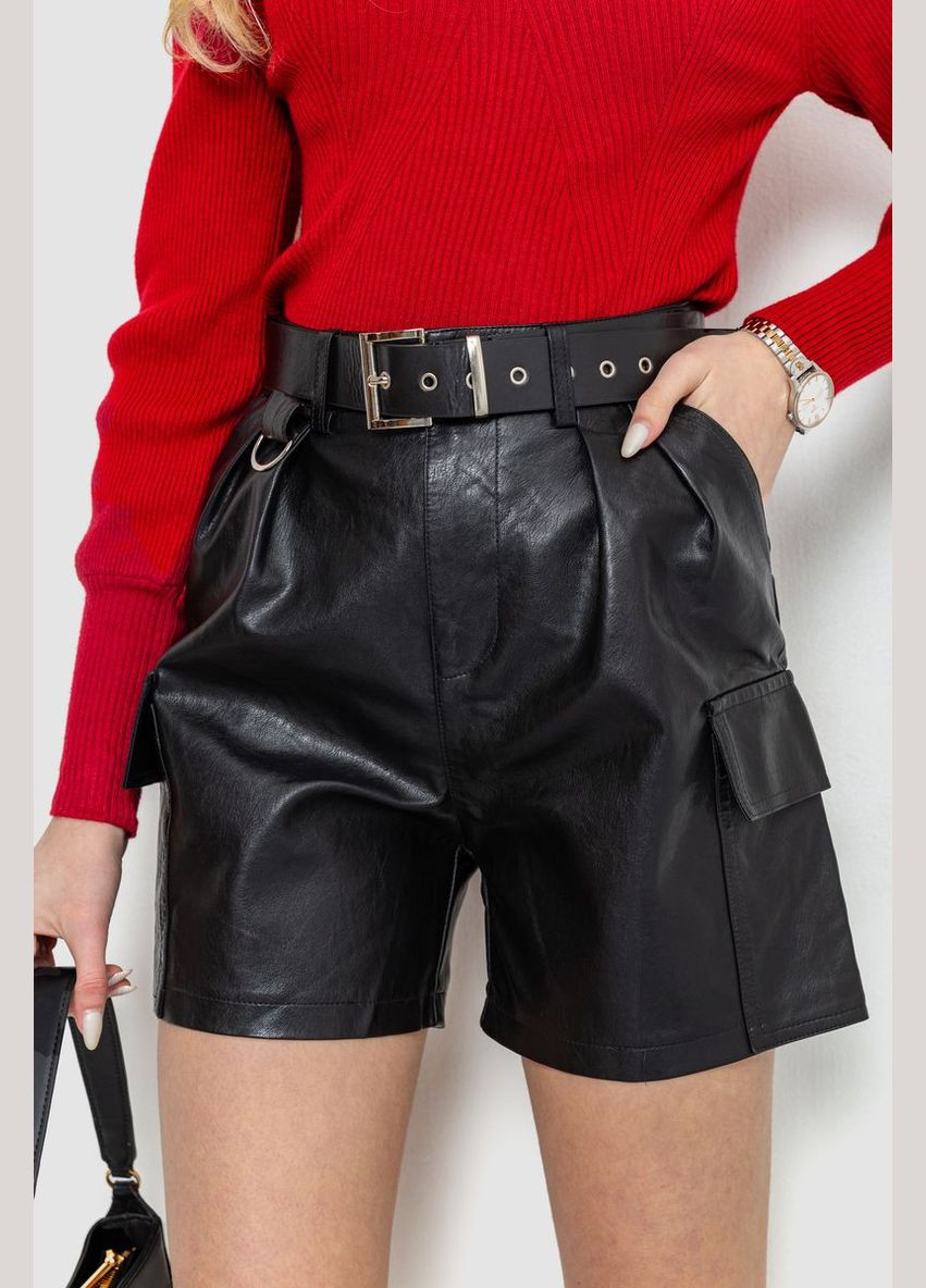 Шорты женские из экокожи, цвет черный, Ager (288751689)