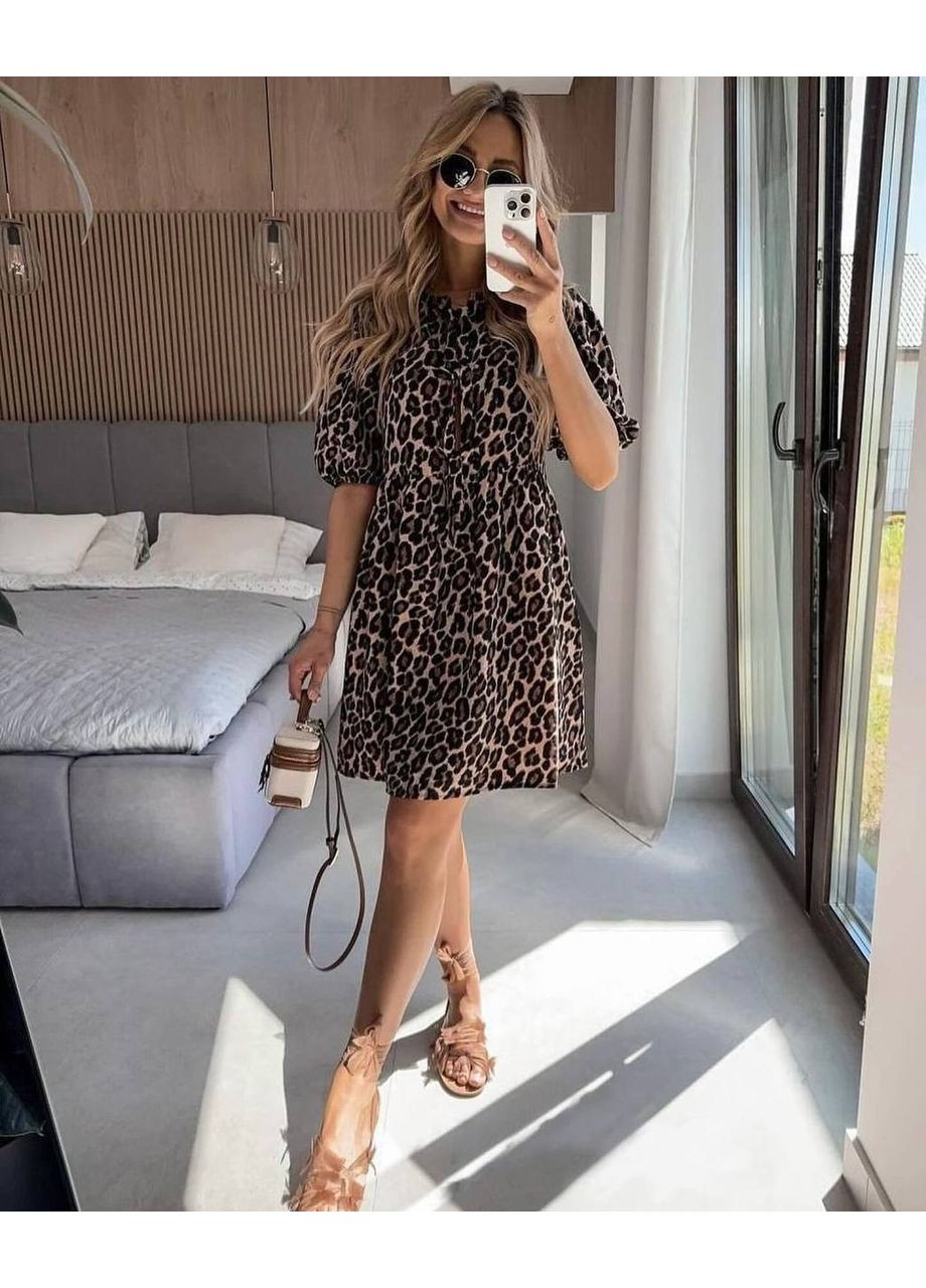 Коричнева святковий сукня Vione леопардовий