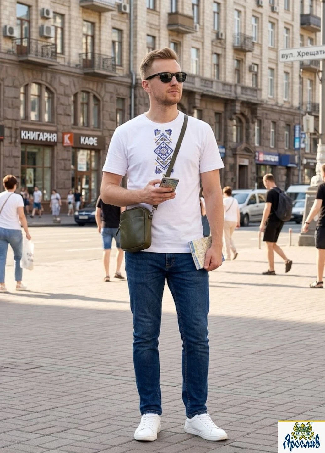 Біла футболка вишиванка м.623 з коротким рукавом Ярослав