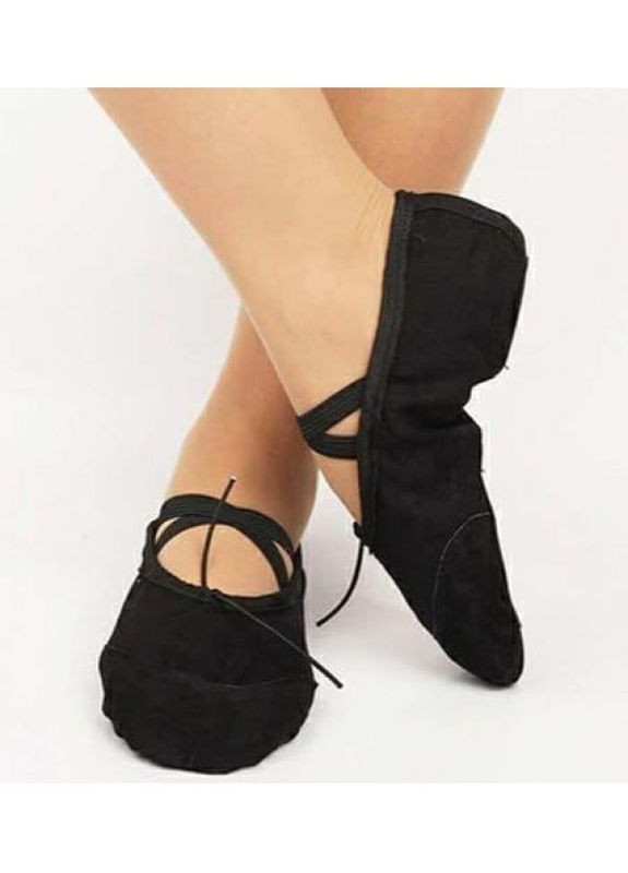 Балетки-чешки для танців з шкіряними вставками чорні Dance (316660188)