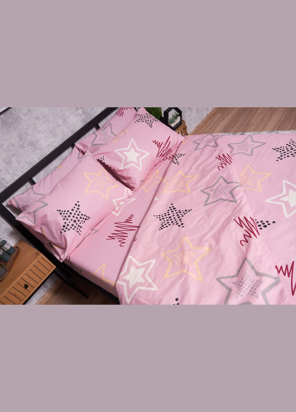 Комплект постельного белья Бязь Gold Люкс «Alpha Pink» Детский 110х140 наволочки 2х40х60 (MS-830000081) Moon&Star AlphaPink (293173176)