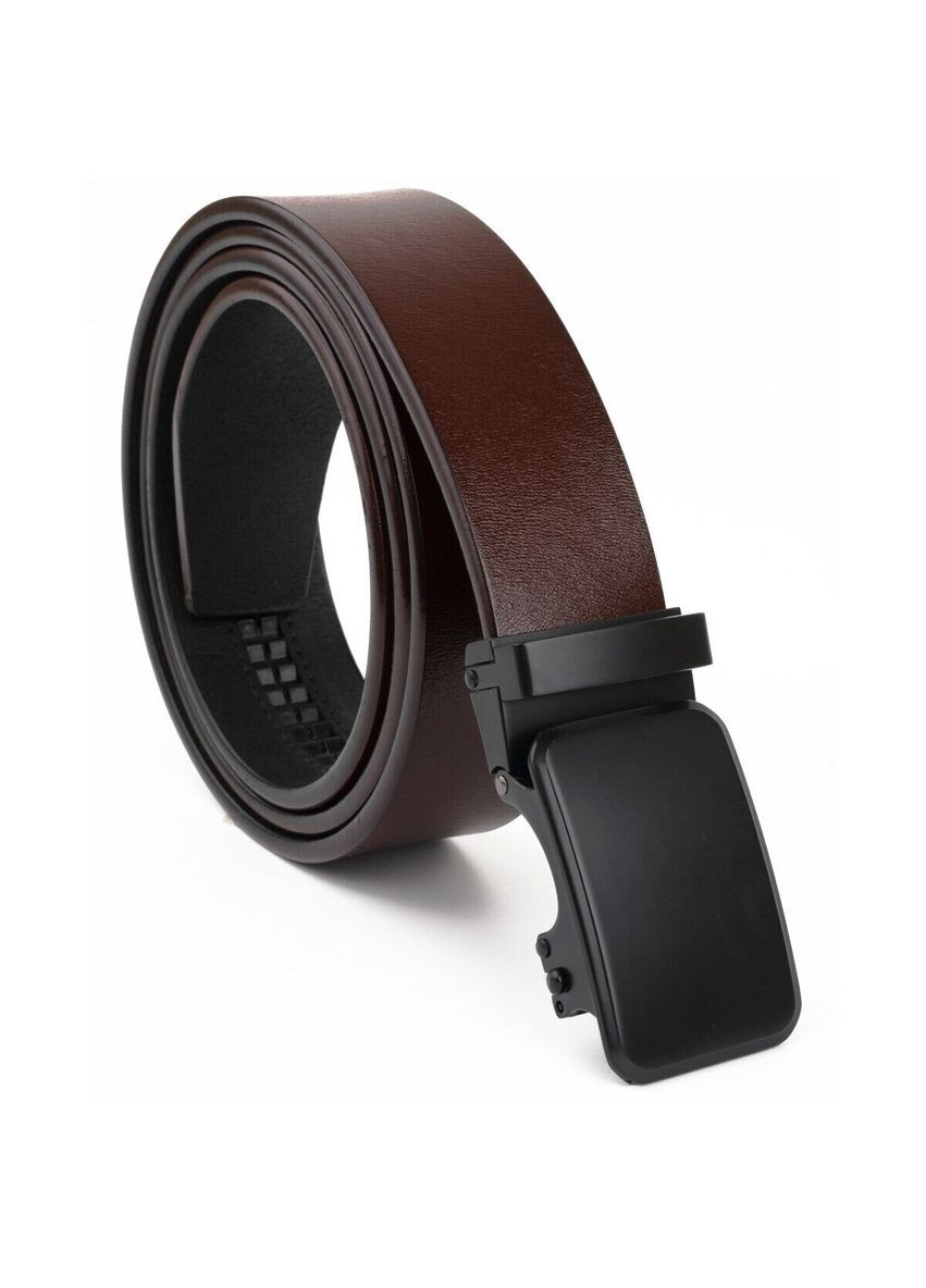 Ремень мужской с черной пряжкой автомат 20271 Коричневый Vintage (337353102)