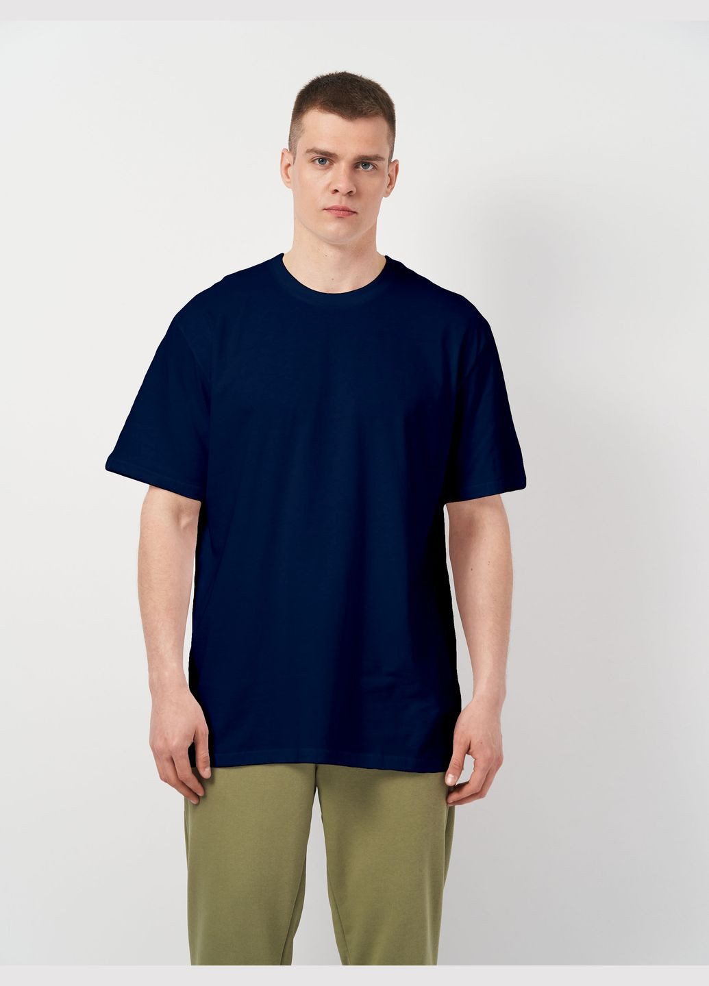 Темно-синя футболка чоловіча великих розмірів синьо-зеленого кольору тм роза з коротким рукавом Роза