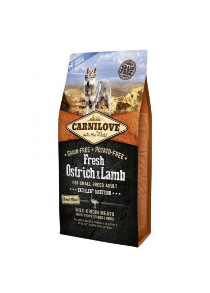 Сухий корм Fresh Ostrich & Lamb для дорослих собак дрібних порід, ягня та страус, 6 кг Carnilove (362580054)