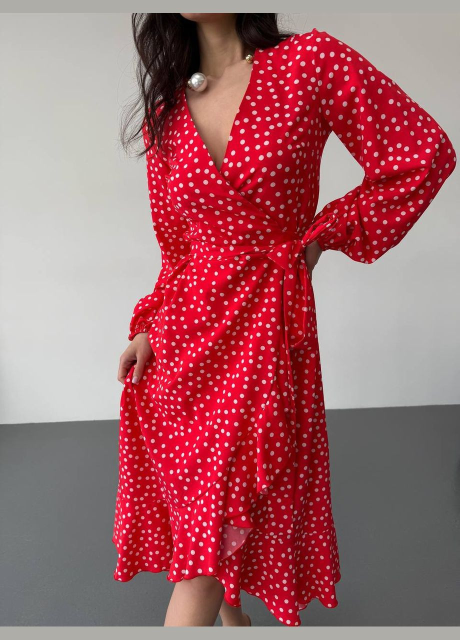 Червона сукня з софту на запах SAVOY BRAND