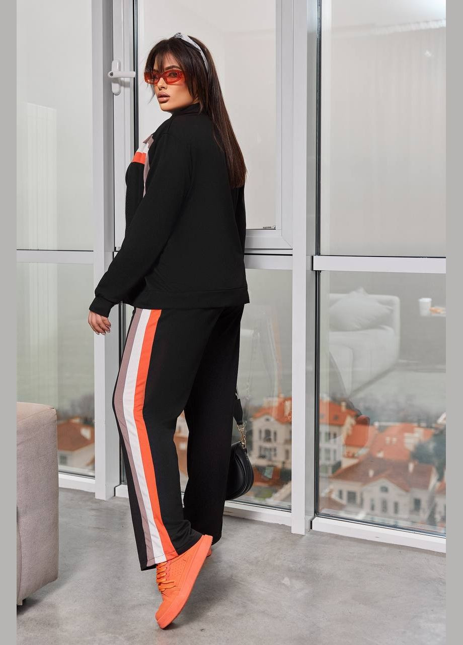 Женский спортивный костюм цвет черный-оранж р.50/52 453340 New Trend (286329994)