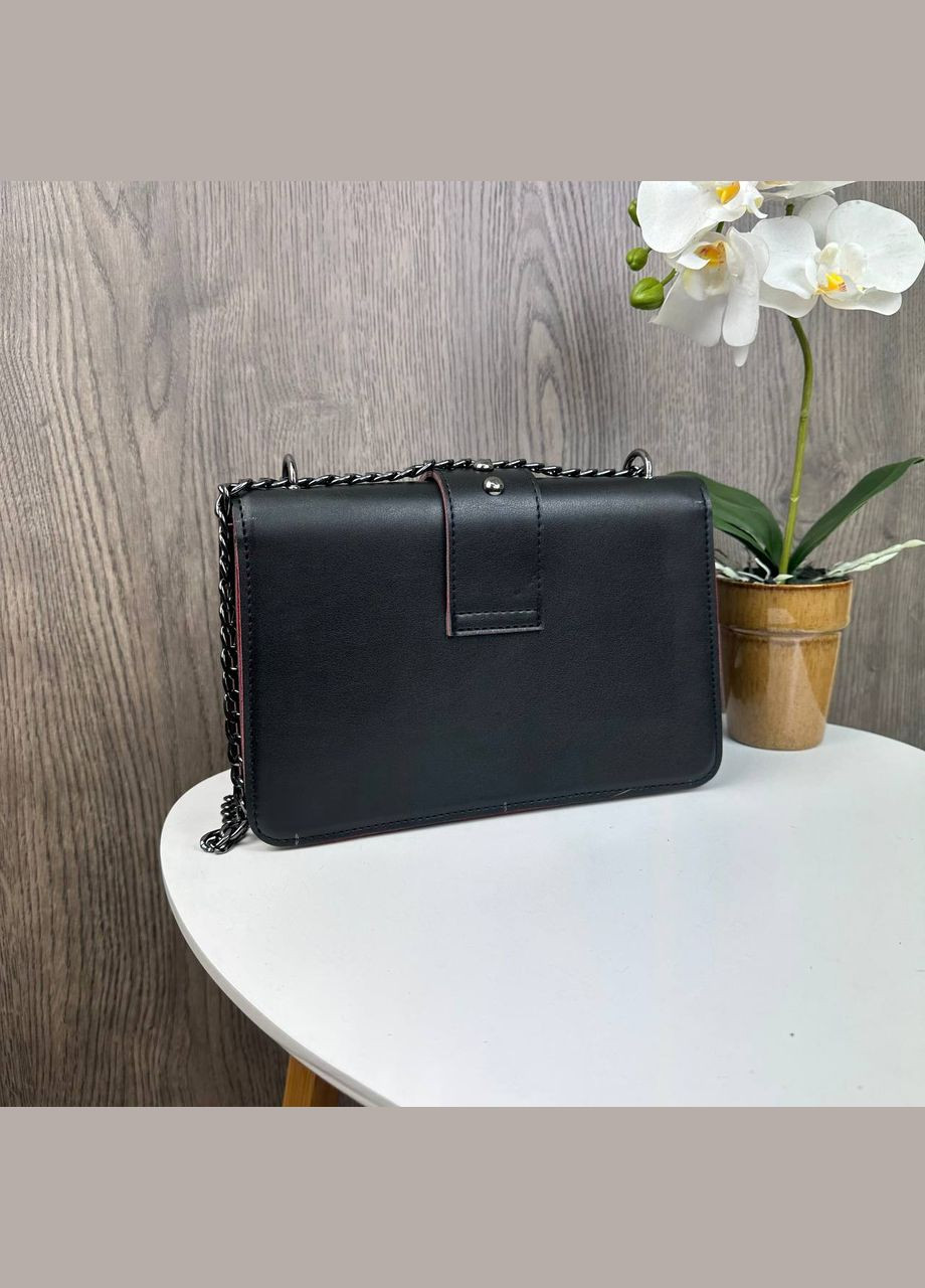 Женская мини сумка Bird маленькая сумочка с птичками черная с красными вставками OEM (328267042)