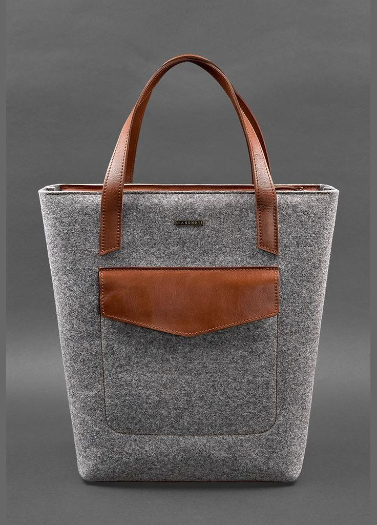 Женская фетровая сумка D.D. с кожаными коричневыми вставками (A-026371) BlankNote Шоппер (327874264)