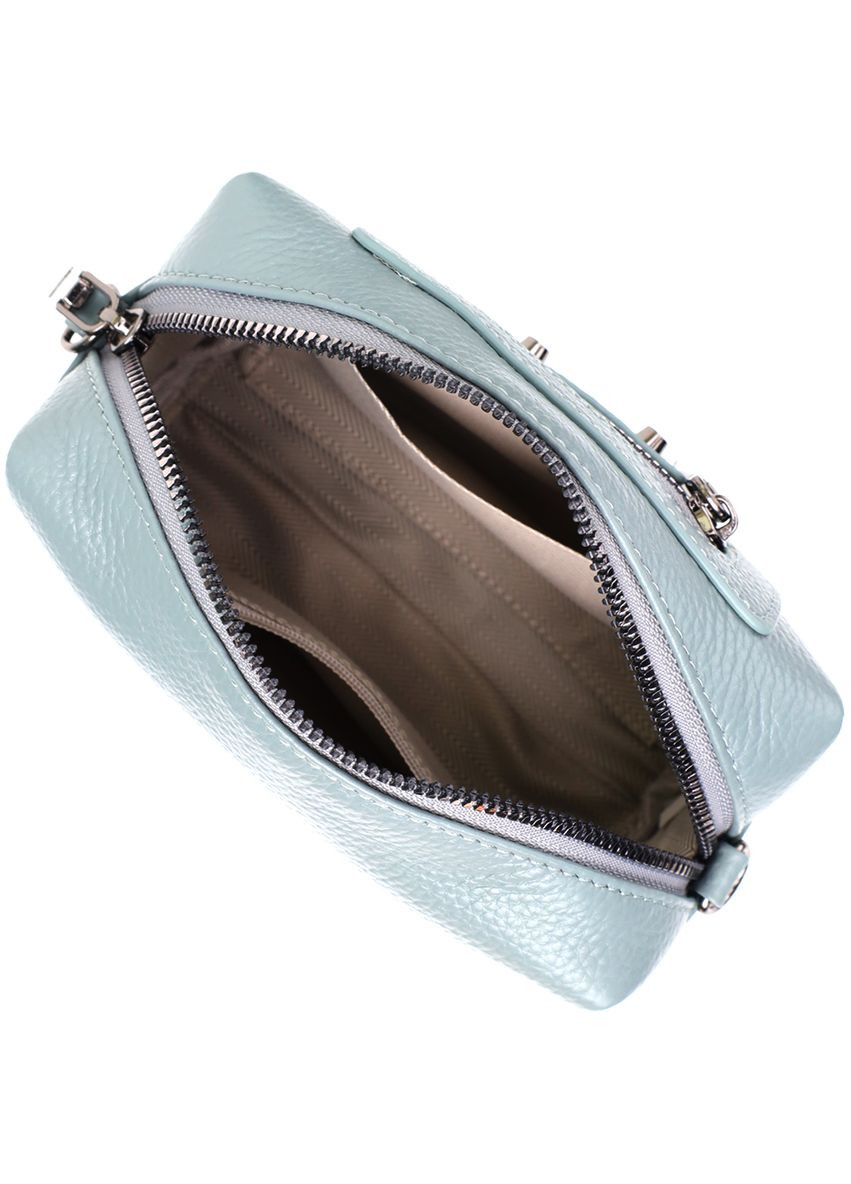 Элегантная женская сумка из натуральной кожи с декоративной фурнитурой голубая Vintage (352167654)