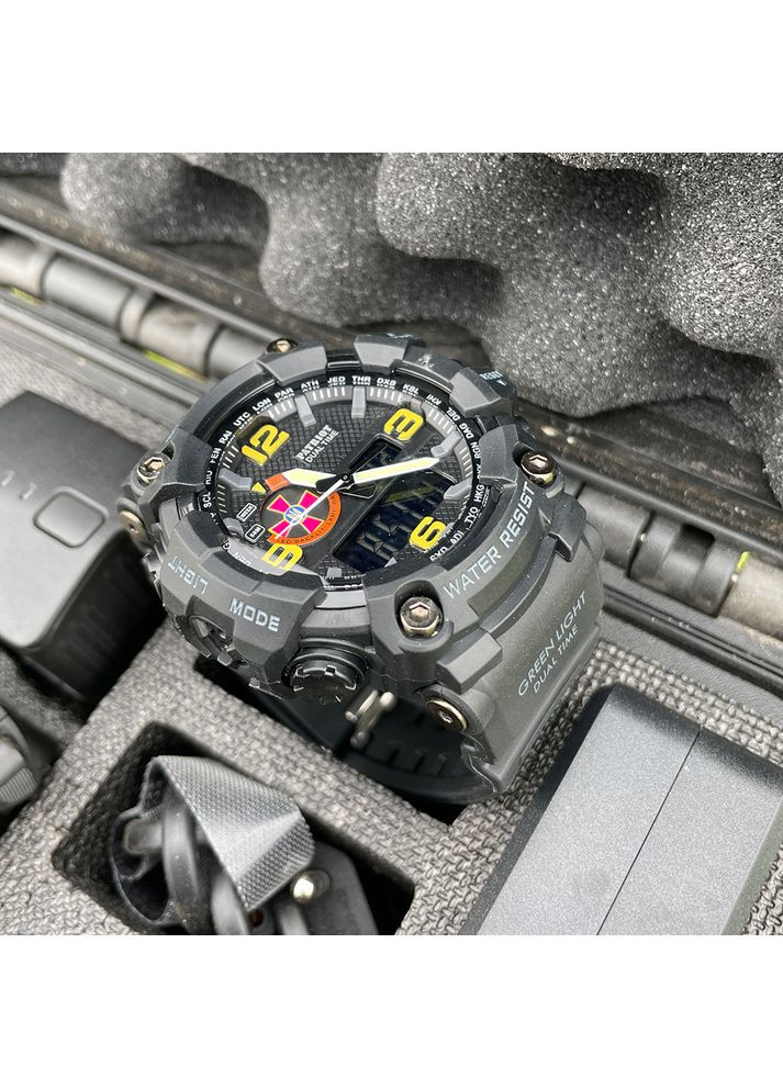 Наручний годинник чорний спортивний для чоловіків з будильником і секундоміром кварцовий ProDobro (367264783)