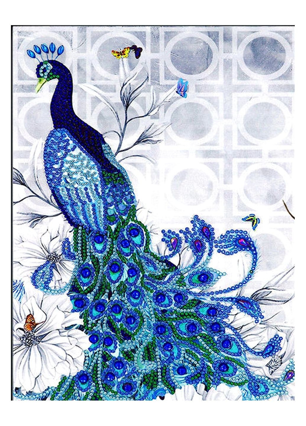 Алмазная мозаика Павлин голубой Набор алмазной вышивки стразами No Brand 1108 (282823544)