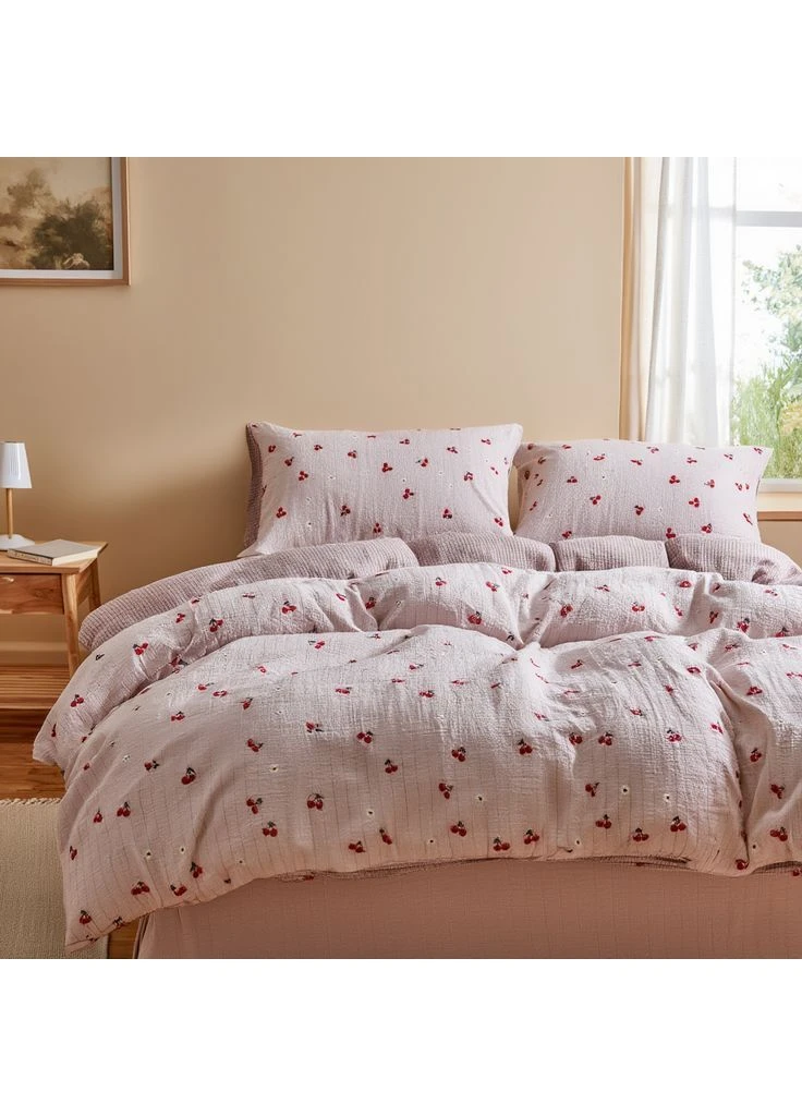 Комплект постельного белья двуспальный муслин жатка люкс 180×220 см Cherry ТМ COLORFUL HOME 004-143-18-24-5 No Brand (397078973)