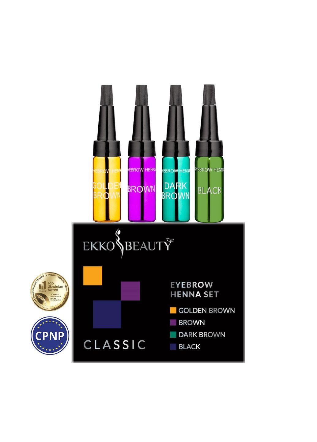 Набір хни для брів Classic із 4 відтінків по 5 мл EKKO BEAUTY (307159695)