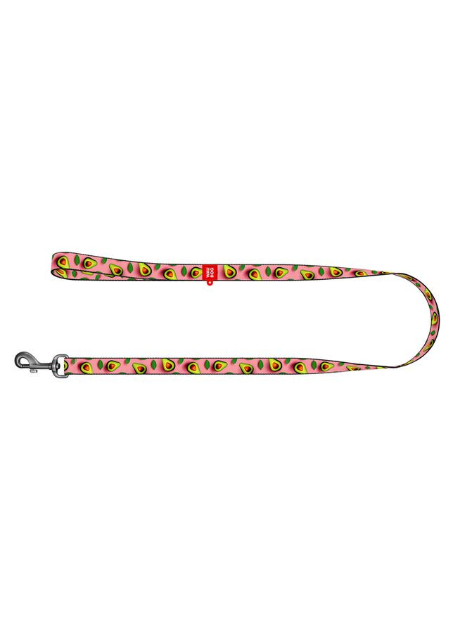 Поводок для собак WAUDOG Nylon нейлоновый с рисунком Авокадо на розовом для средних собак 20мм 122см ProDobro (373221355)