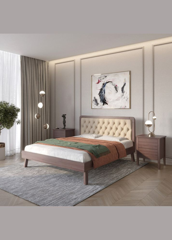 Односпальне дерев'яне ліжко Токіо /Аляска 23 (Бежевий) 90х190 см (MBG-11145) Mebigrand (366088138)