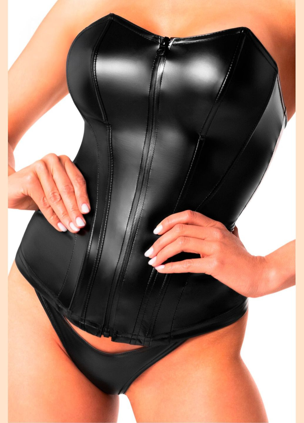 Корсет F334 Powerwetlook corset Noir Handmade (322741046)