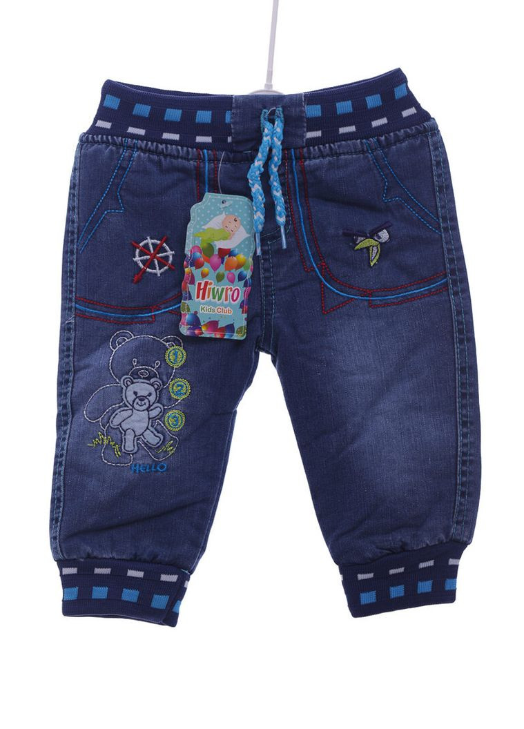 Джинси на махрі для хлопчика Ведмедик синій 92 см (37378) BABYKROHA (323470073)