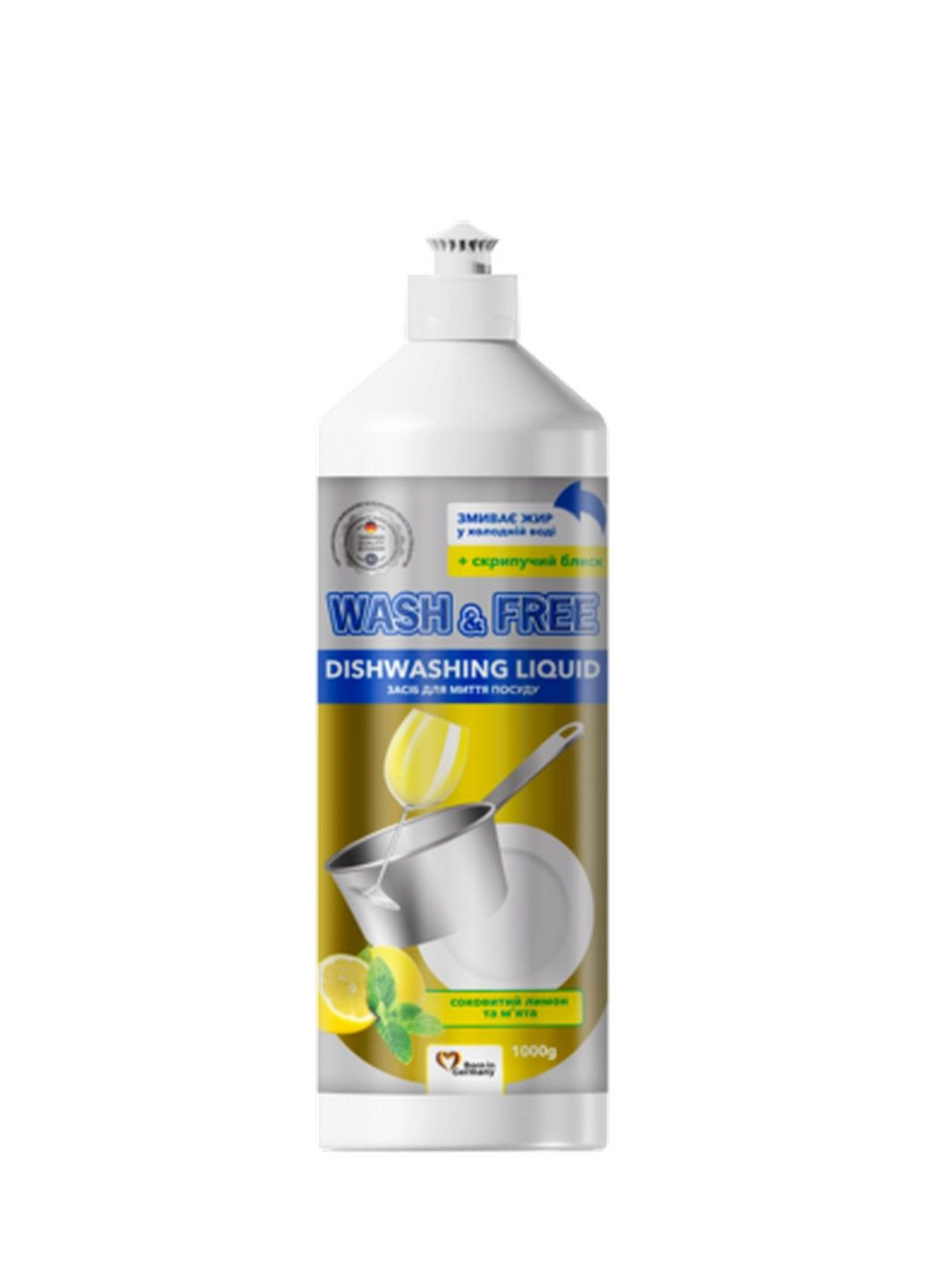 Средство для мытья посуды лимон и мята, 1000 г WASH & FREE (282843907)