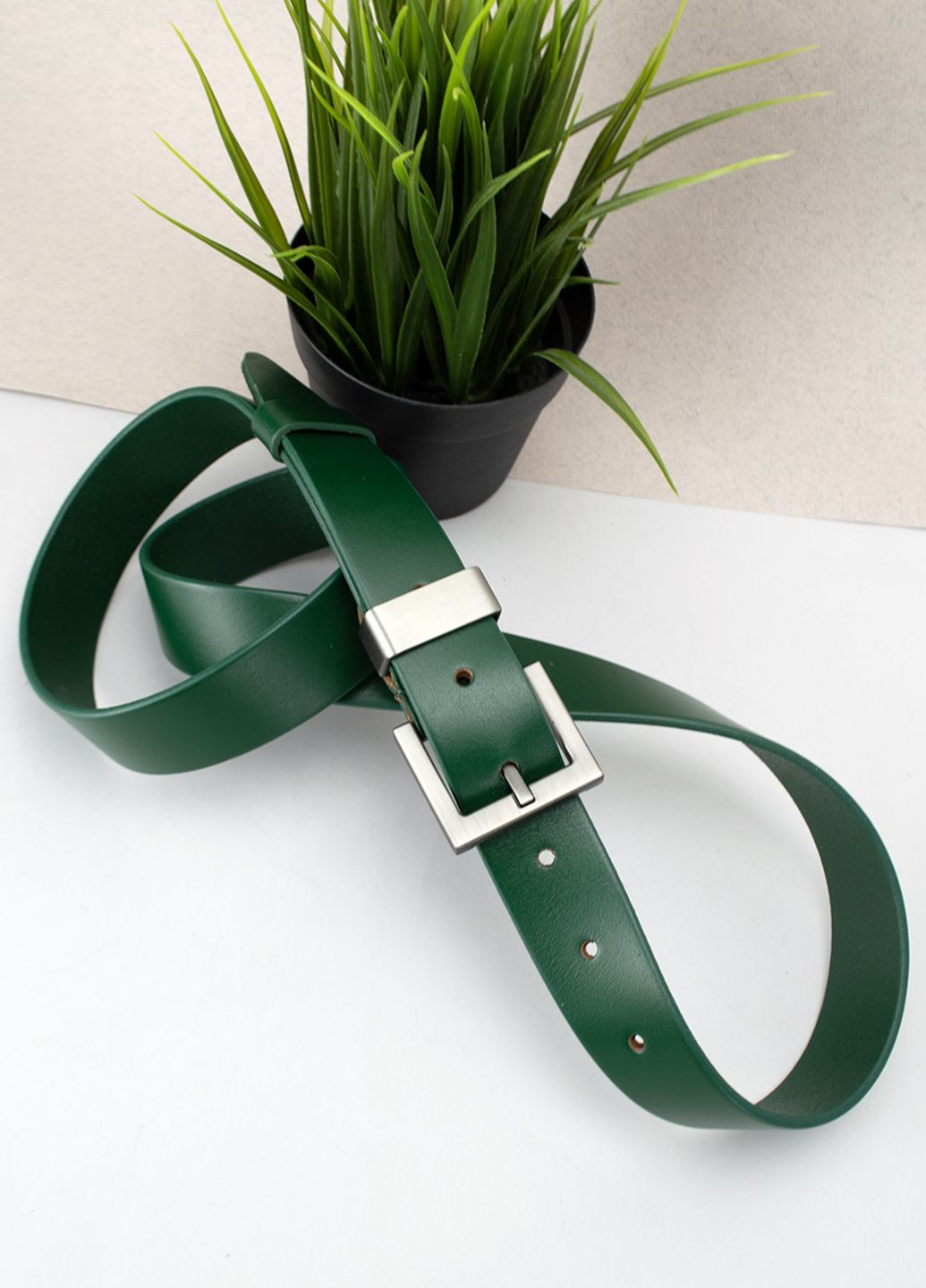 Ремень женский кожаный зеленый -3023 под джинсы (115 см) JK (361639626)