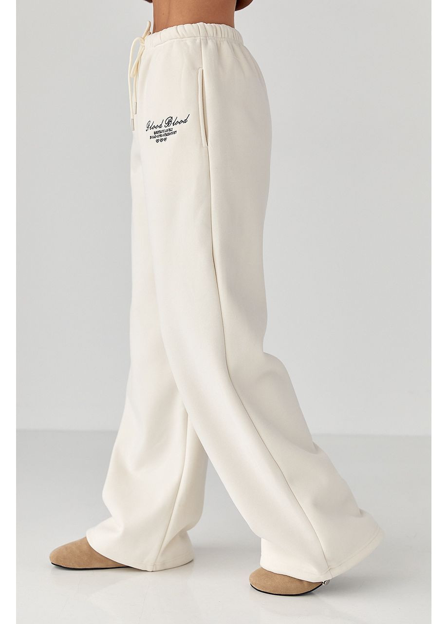 Утепленные спортивные штаны с надписью - кремовый цвет Lurex (364967945)