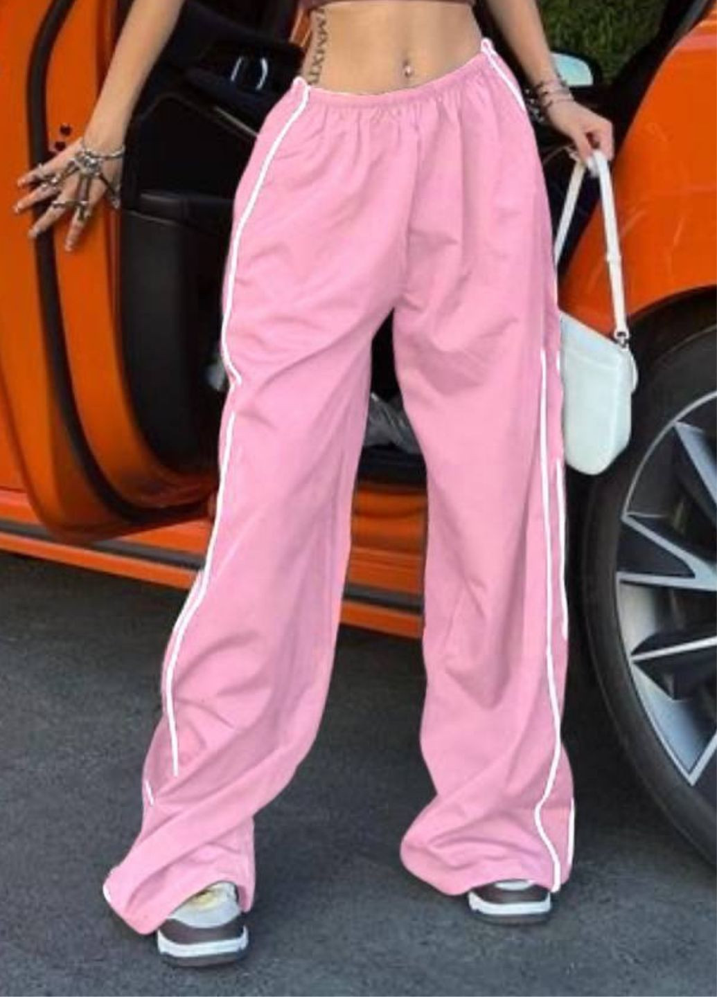 Повседневные оверсайз штаны карго высокой посадки украшены кантом. Україна (322744119)