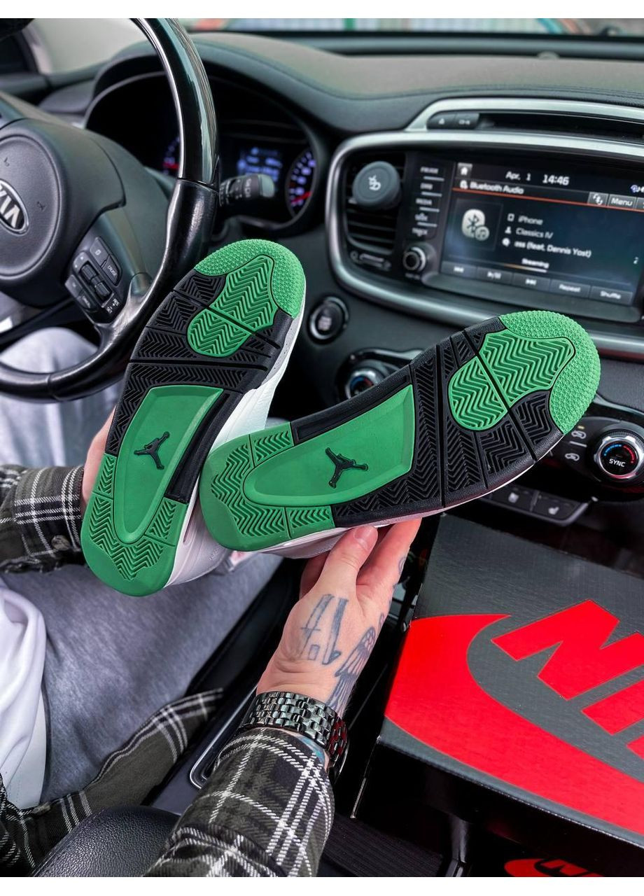 Сірі Осінні кросівки чоловічі nike air jordan 4 retro lucid green rasta найк аір джордан No Brand