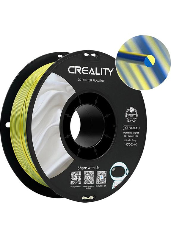Пластик для 3D принтера PLA Silk 1кг 1.75мм Blue/Yellow (3301120014) Creality (323113371)
