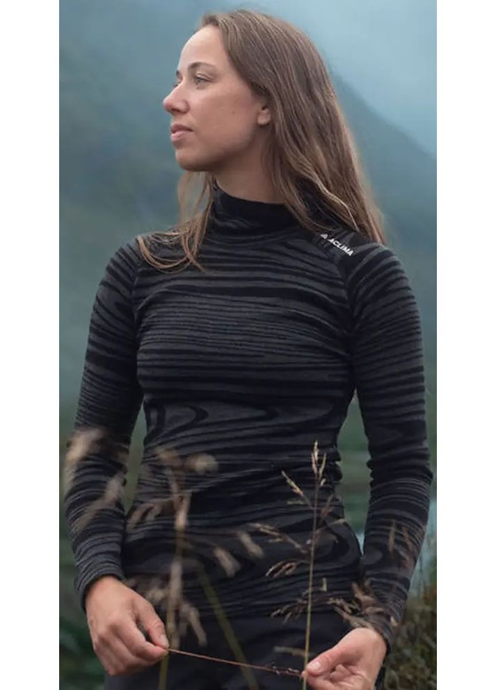 Термокофта WarmWool 200 Roll Neck W's Black Motion Aclima (366545789)