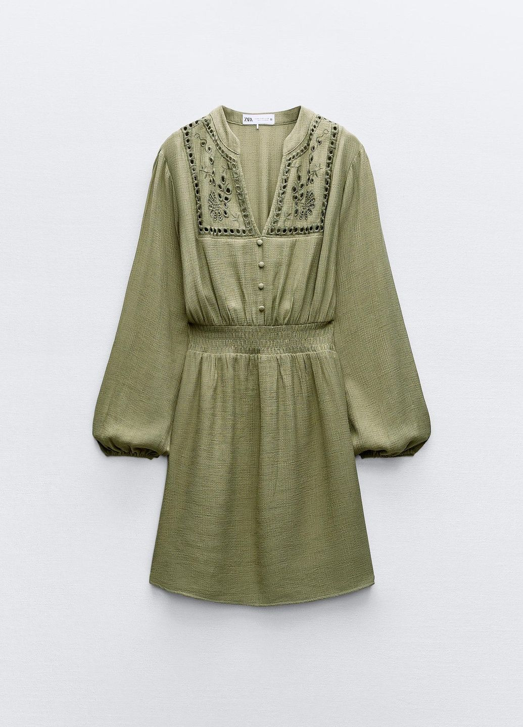 Оливковое (хаки) повседневный платье Zara с орнаментом