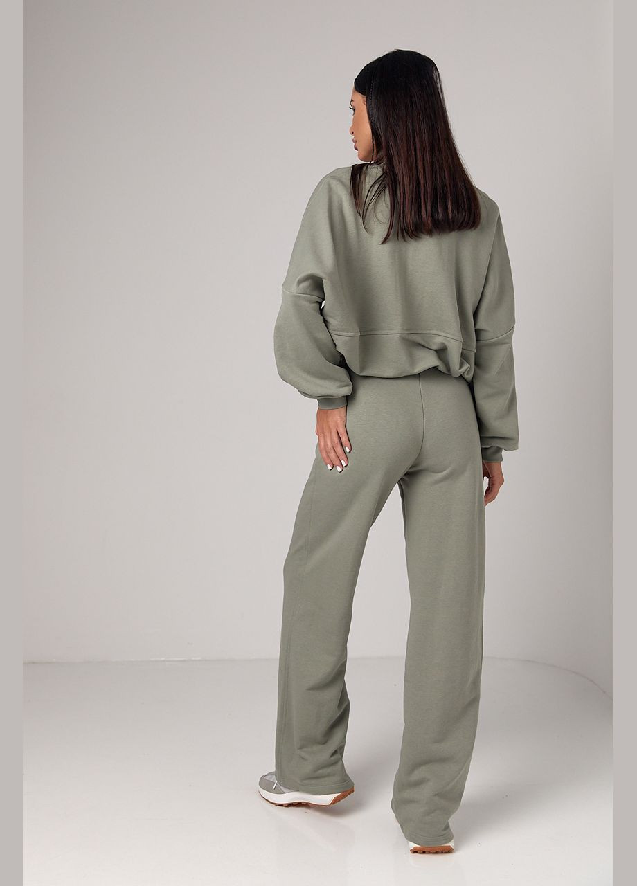 Спортивний костюм з прямими штанами та кофтою на блискавці - чорний Lurex (300591760)