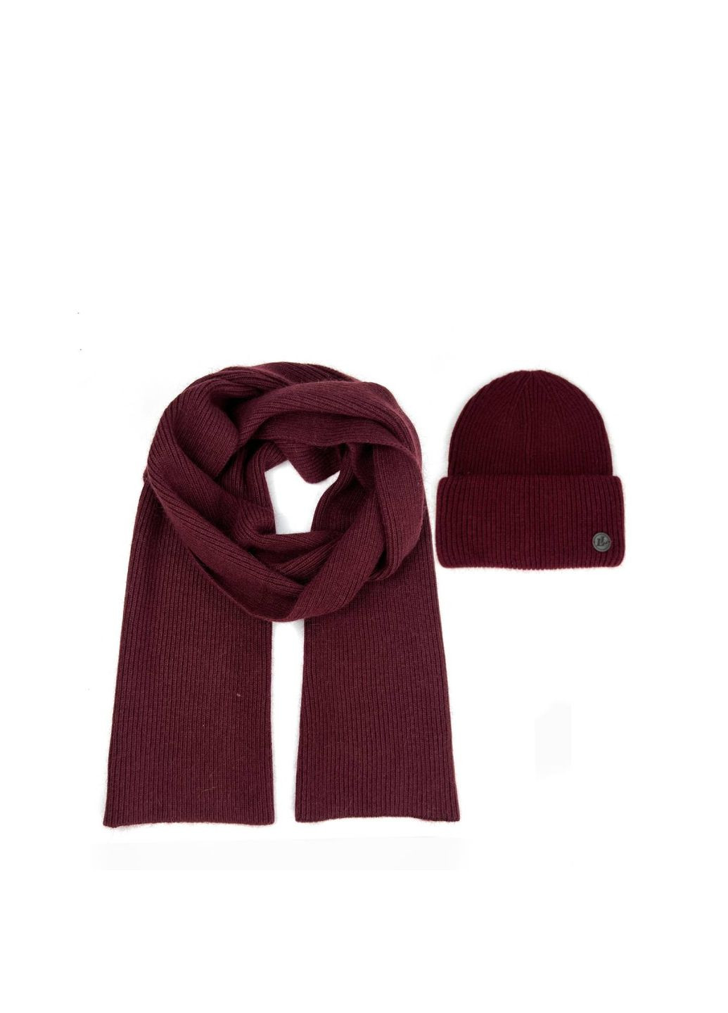 Набор шапка бини + шарф женский шерсть бордовый бордовый GEORGE LuckyLOOK 694-850 (289360337)