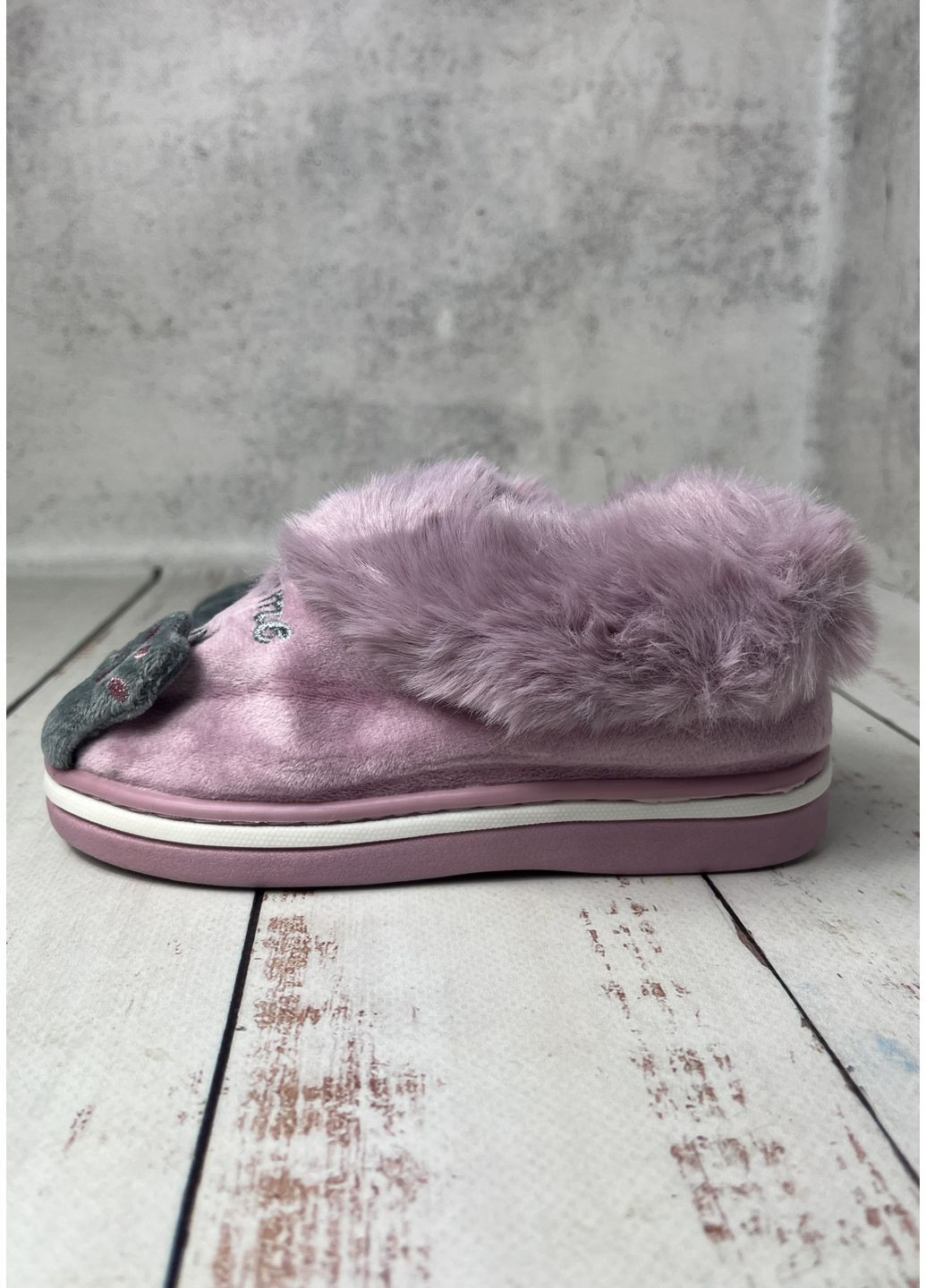 Розовые тапочки домашние для девочки розово-серый (1216-1) Lion