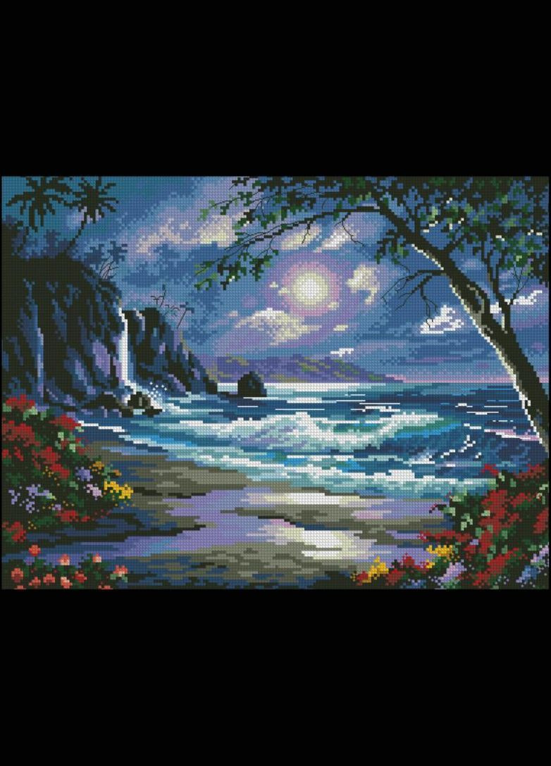 Набір для вишивки хрестиком. Розмір: 29*22см Нічний прибій Лоскуток (315354719)