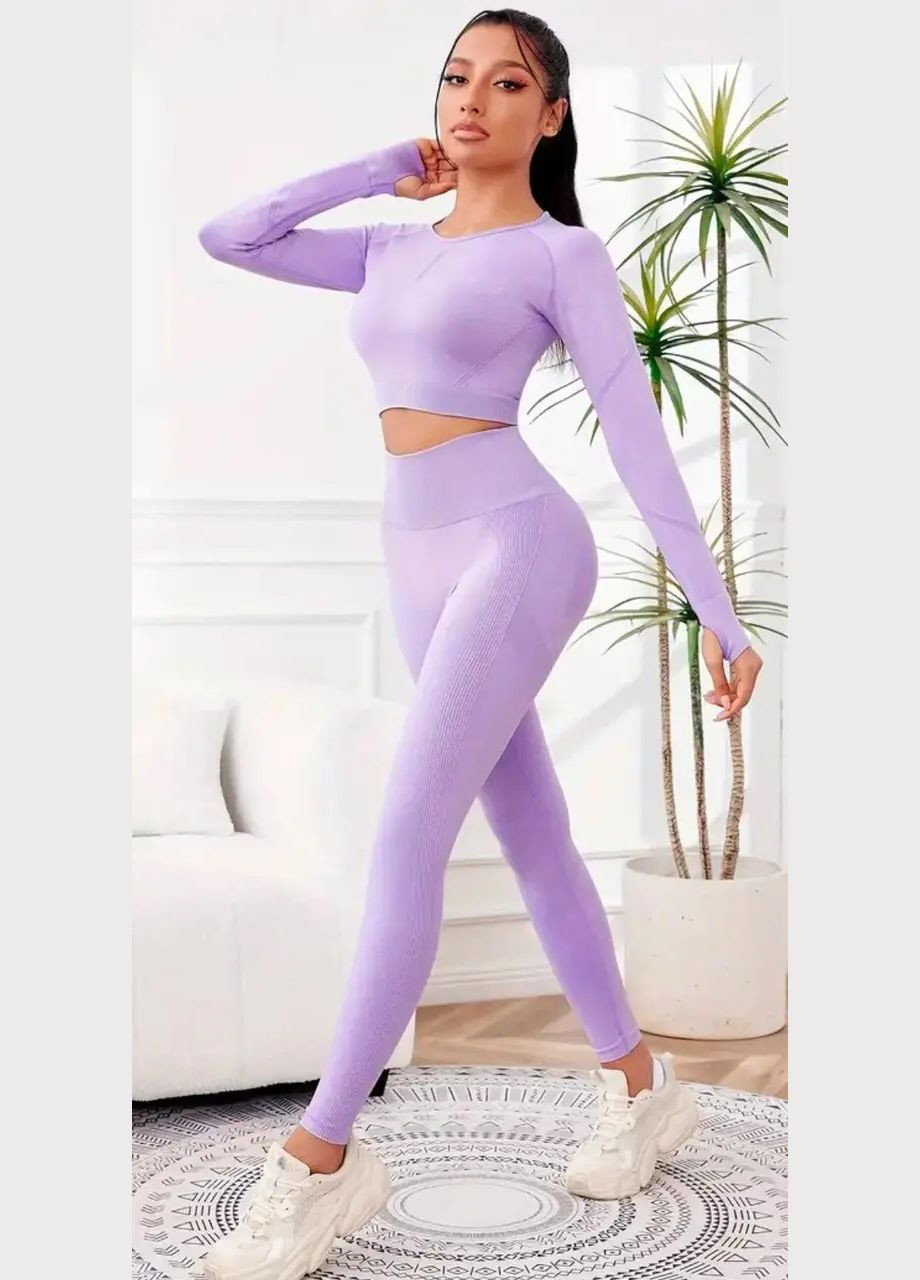 Комплект для фітнесу (спортивний костюм) з імітацією джинсу, рашгард і легінси No Brand (321996487)