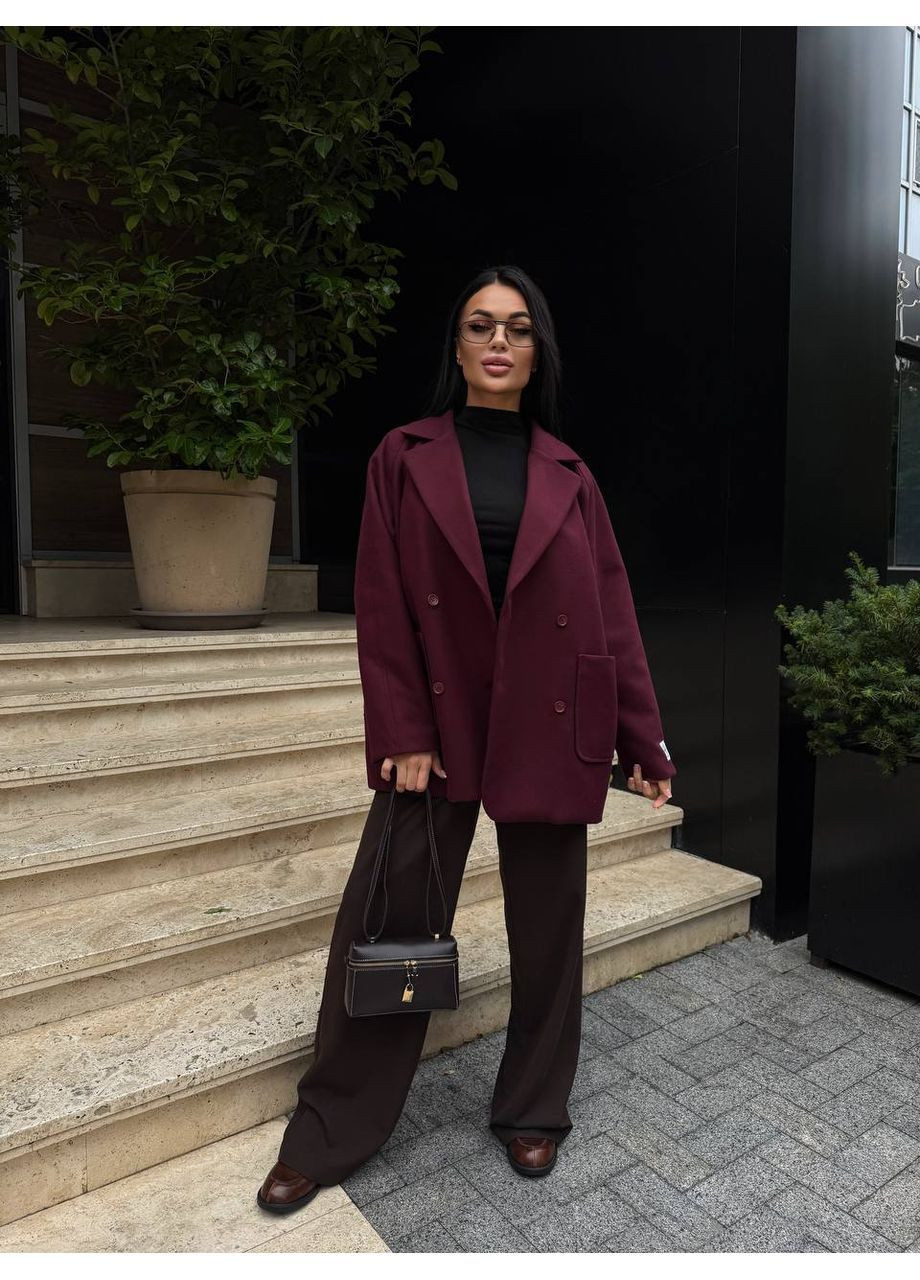 Бордове демісезонне Жіноче пальто двобортне Asi.Store.ua