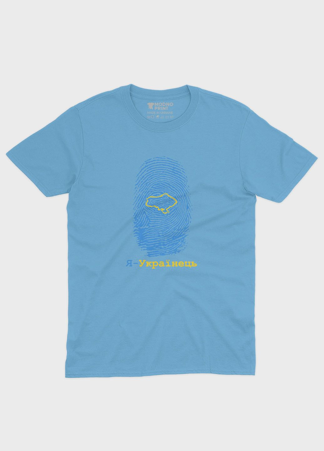 Голубая мужская футболка с патриотическим принтом я украинец (ts001-2-lbl-005-1-046) Modno