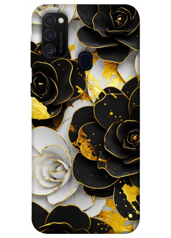 Чехол с принтом для Samsung Galaxy M30s/M21/ для самсунг галакси М30с, М21 Flower black-white No Brand (338600326)