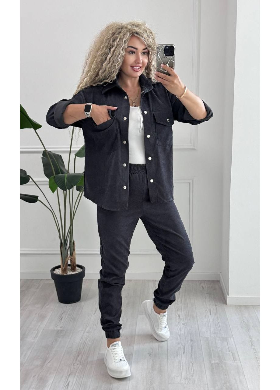 Жіночий костюм з мікровельвету з джогерами – Розмірна сітка в описі DK/DL Мода без кордонів (359556908)